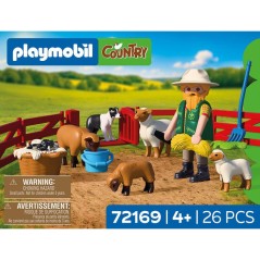 PLAYMOBIL 72169 Berger avec enclos a moutons & chien, Country la ferme