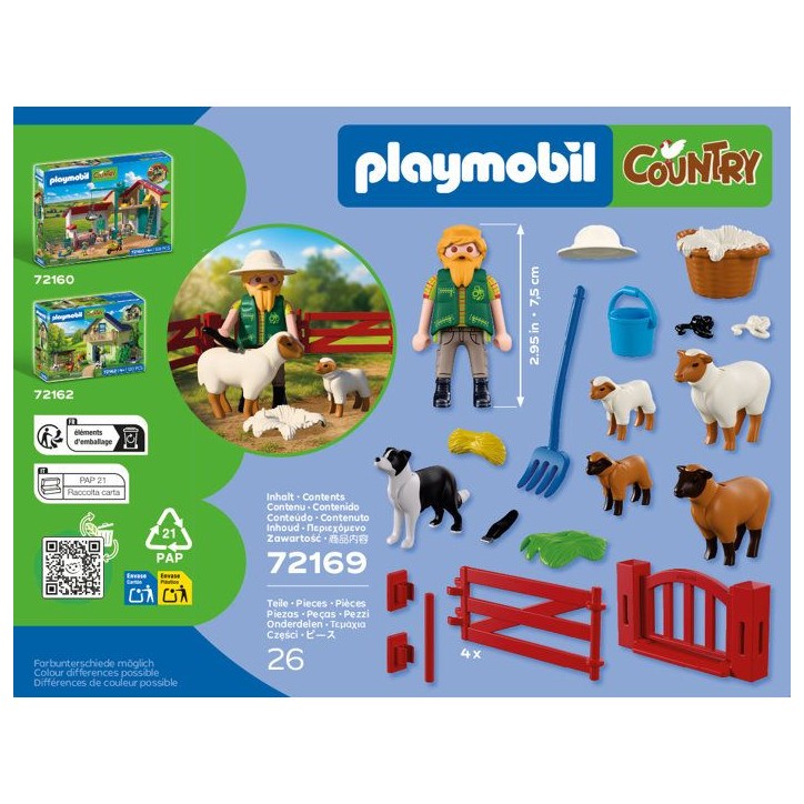 PLAYMOBIL 72169 Berger avec enclos a moutons & chien, Country la ferme, 26 pieces, des 4 ans PLAYMOBIL 72169 Berger avec enclos a moutons & chien, Country la ferme, 26 pieces, des 4 ans