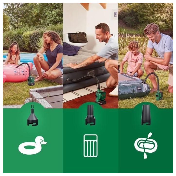 gonfleur sans fil BOSCH Easyinflate 18V-500 livré avec 3 buses a air, tuyau 50 cm, sac textile sans batterie ni chargeur 060394 gonfleur sans fil BOSCH Easyinflate 18V-500 livré avec 3 buses a air, tuyau 50 cm, sac textile sans batterie ni chargeur 060394
