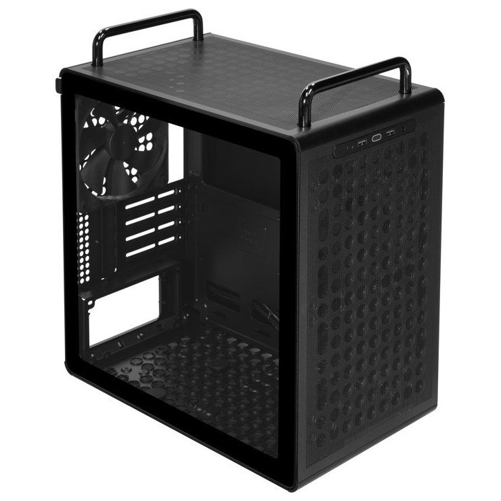 Boîtier PC Mini Tour - COOLER MASTER - QUBE 340 Black - Micro-ATX/Mini-ITX - Installation verticale ou horizontale - Verre trem