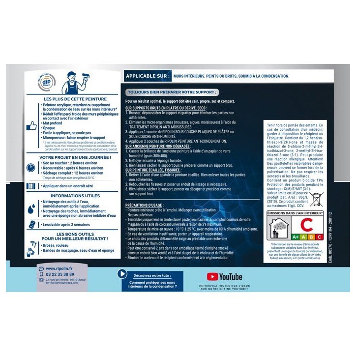 RIPOLIN PEINTURE ANTI-CONDENSATION 2,5L RIPOLIN PEINTURE ANTI-CONDENSATION 2,5L