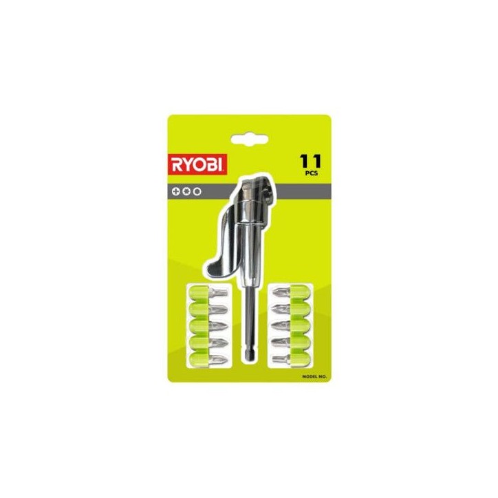 Kit embouts de vissage - RYOBI - RAKRAD11 - 10 pieces - Renvoi d'angle - PH/PZ/TX Kit embouts de vissage - RYOBI - RAKRAD11 - 10 pieces - Renvoi d'angle - PH/PZ/TX