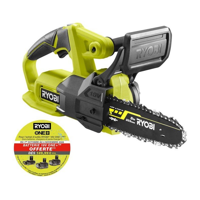 Tronçonneuse compacte - Électrique - RYOBI - RY18CS20A-0 - 18V - Gui