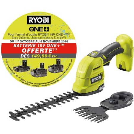 Cisaille a gazon et sculpteur de végétaux - RYOBI - RY18GSA-0 - 18V