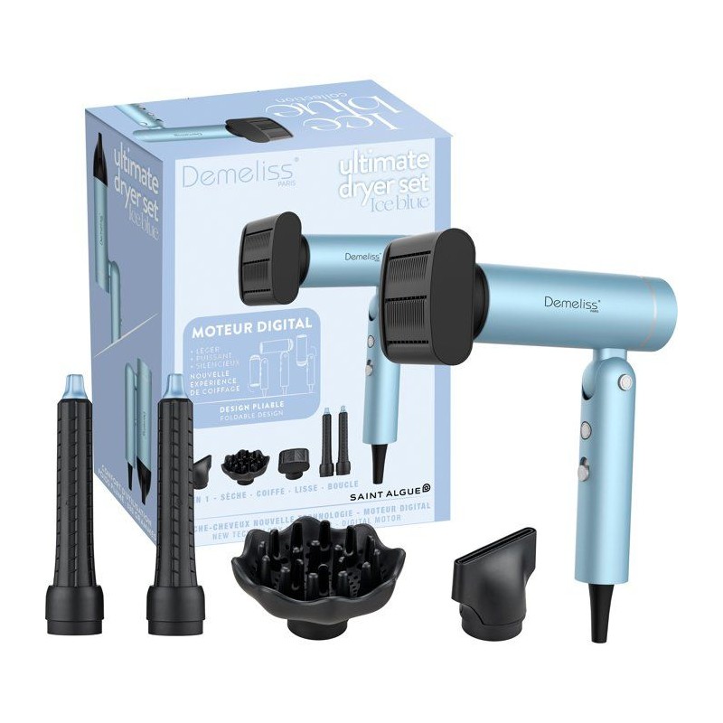 Seche-cheveux multistyler - SAINT ALGUE - Demeliss Ice Blue 26 - Pliab