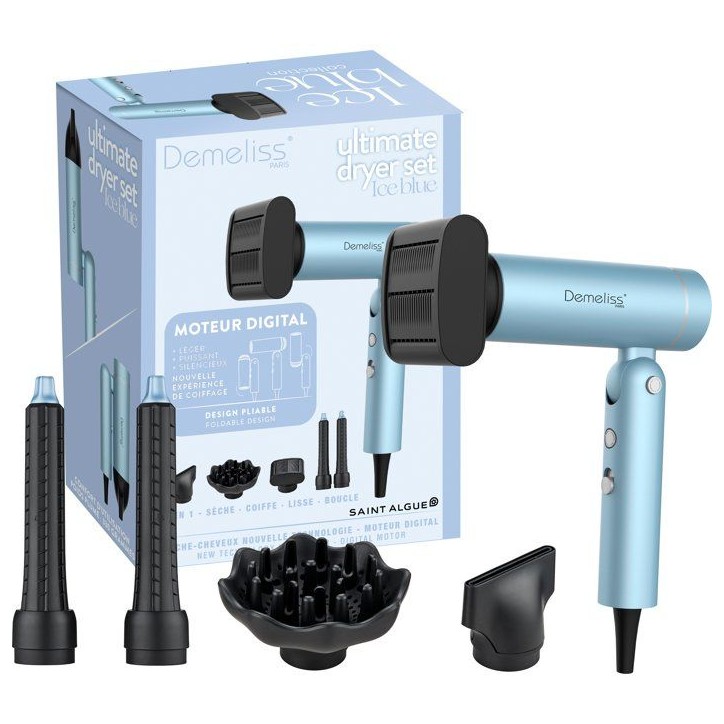 Seche-cheveux multistyler - SAINT ALGUE - Demeliss Ice Blue 26 - Pliable - Compact - 1300 W Seche-cheveux multistyler - SAINT ALGUE - Demeliss Ice Blue 26 - Pliable - Compact - 1300 W