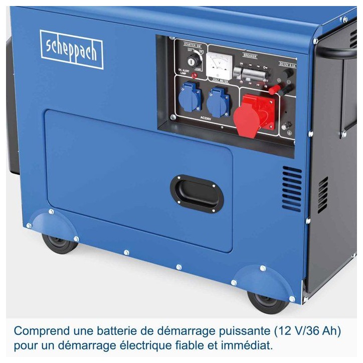 Groupe électrogene diesel AVR SCHEPPACH - SG5200D - 4200W / 5000 W - 7,7 PS Groupe électrogene diesel AVR SCHEPPACH - SG5200D - 4200W / 5000 W - 7,7 PS