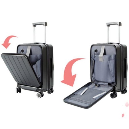 Valise cabine - SWISS FLY - Compartiment amovible - Compression sous vide avec pompe électrique - Gris anthracite