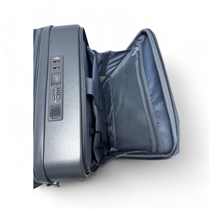 Valise cabine - SWISS FLY - Compartiment amovible - Compression sous vide avec pompe électrique - Bleu ciel