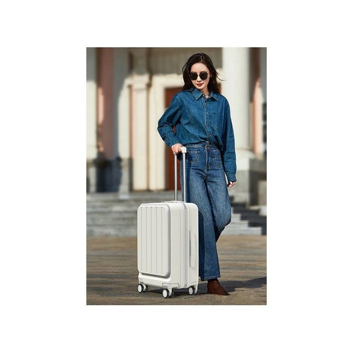Valise cabine - SWISS FLY - Compartiment amovible - Compression sous vide avec pompe électrique - Blanc perle