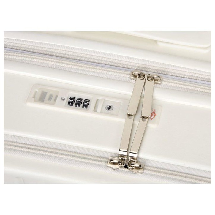 Valise cabine - SWISS FLY - Compartiment amovible - Compression sous vide avec pompe électrique - Blanc perle