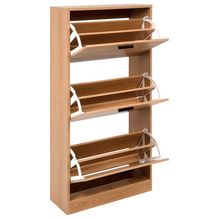 Meuble a chaussures - Décor Chene et Noir - 18 paires - L60 x P23,5 x H113 cm Meuble a chaussures - Décor Chene et Noir - 18 paires - L60 x P23,5 x H113 cm
