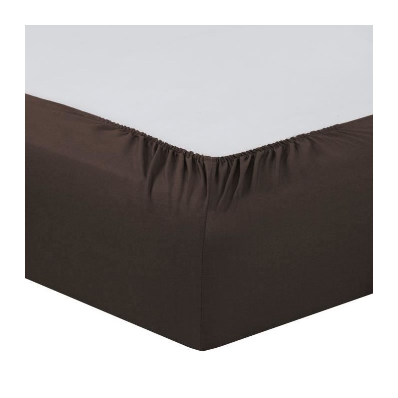 Vision - Drap housse Chocolat - 160x200cm - 100% coton