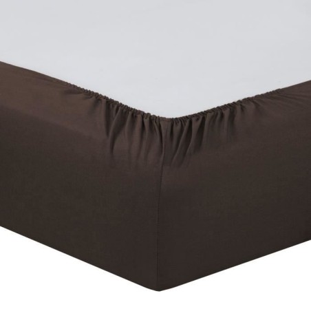Vision - Drap housse Chocolat - 160x200cm - 100% coton