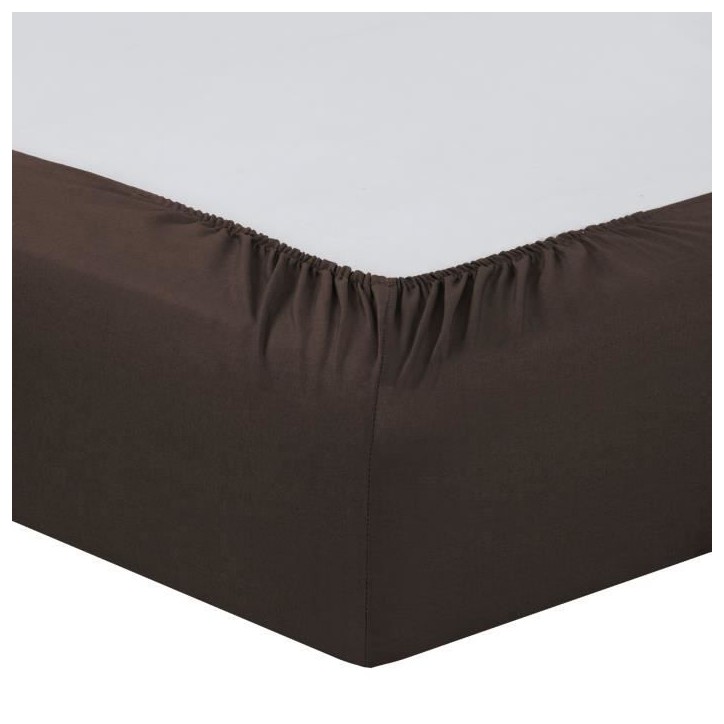 Vision - Drap housse Chocolat - 160x200cm - 100% coton Vision - Drap housse Chocolat - 160x200cm - 100% coton