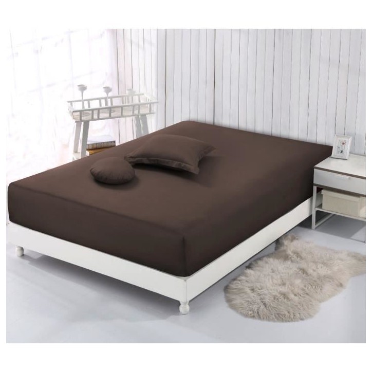 Vision - Drap housse Chocolat - 160x200cm - 100% coton Vision - Drap housse Chocolat - 160x200cm - 100% coton