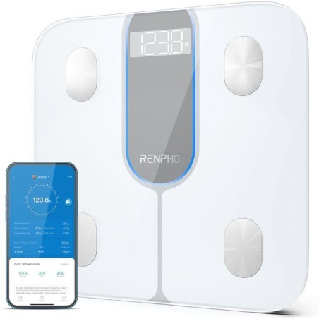 Pese-personne impédancemetre connecté - RENPHO - Elis 1C A033 - Bluetooth - 13 mesures corporelles - Blanc