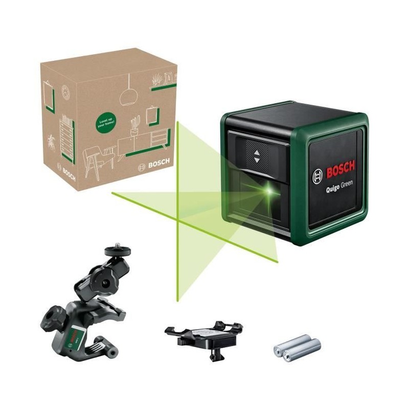 Laser lignes Bosch - Quigo Green (Livré avec 2 piles, une pince unive Laser lignes Bosch - Quigo Green (Livré avec 2 piles, une pince unive