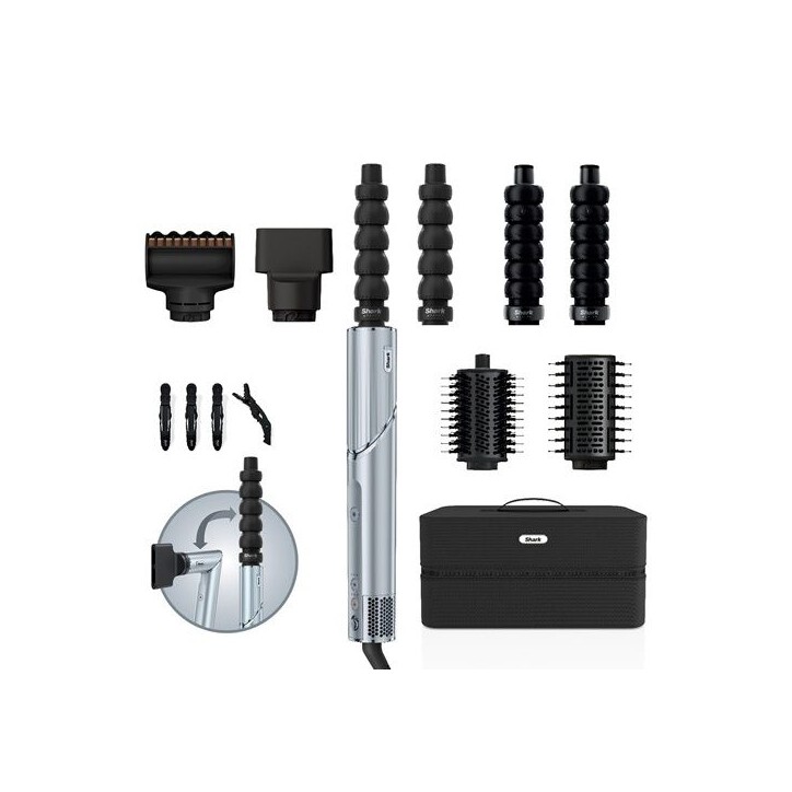 Seche-cheveux et multistyler 2 en 1 - SHARK - FlexStyle édition Limitée Bleu Glacial HD476WHEU - 1650W - 7 accessoires
