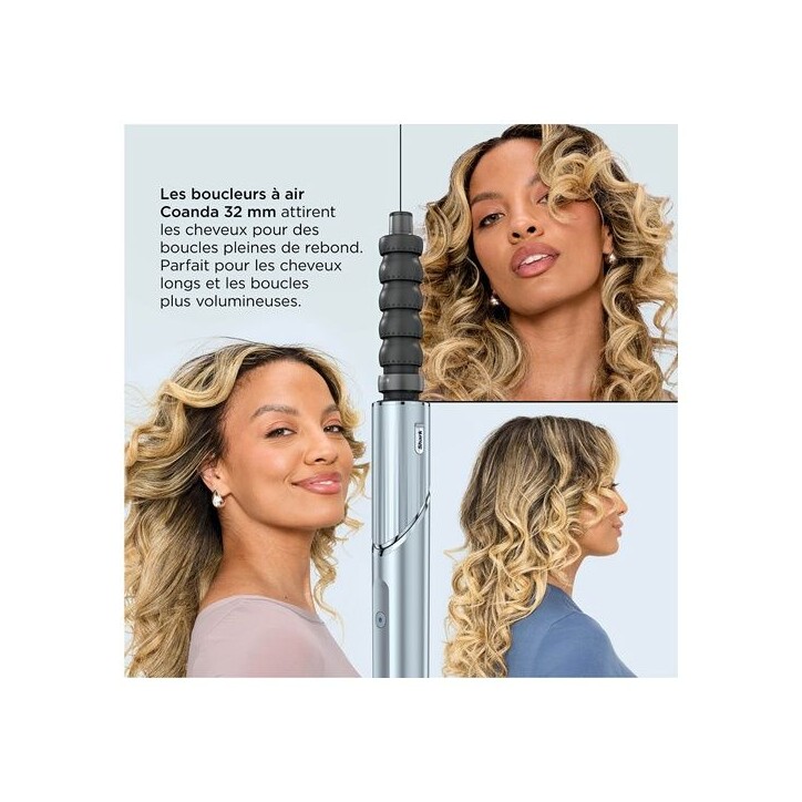 Seche-cheveux et multistyler 2 en 1 - SHARK - FlexStyle édition Limitée Bleu Glacial HD476WHEU - 1650W - 7 accessoires