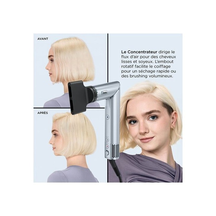 Seche-cheveux et multistyler 2 en 1 - SHARK - FlexStyle édition Limitée Bleu Glacial HD476WHEU - 1650W - 7 accessoires