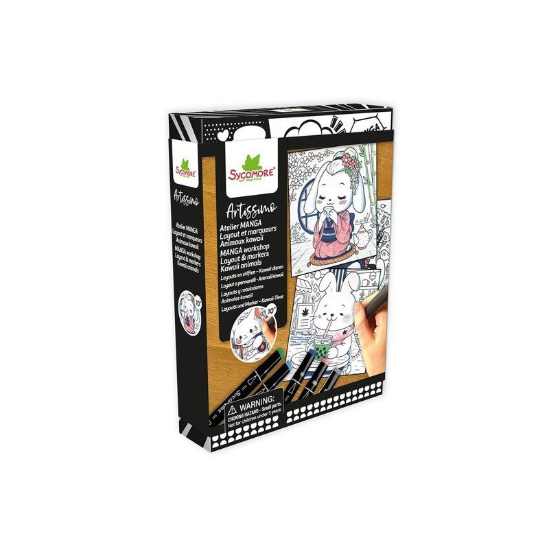 Coffret manga créatif - SYCOMORE - Layout & Marqueurs Animaux Kawaii