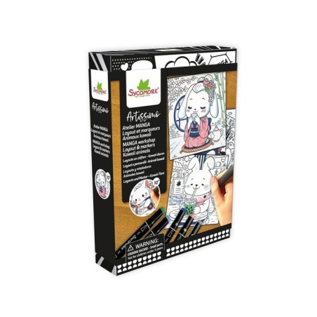 Coffret manga créatif - SYCOMORE - Layout & Marqueurs Animaux Kawaii