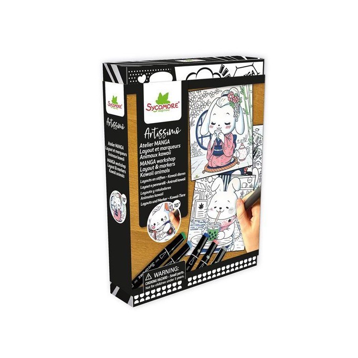 Coffret manga créatif - SYCOMORE - Layout & Marqueurs Animaux Kawaii - 5 feutres alcool - Des 10 ans Coffret manga créatif - SYCOMORE - Layout & Marqueurs Animaux Kawaii - 5 feutres alcool - Des 10 ans