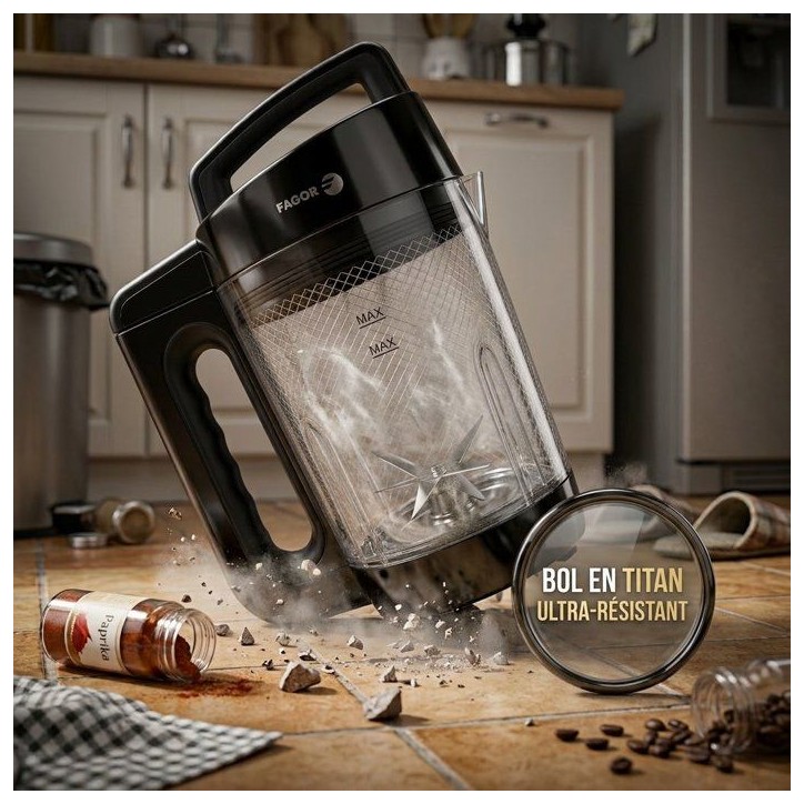 Blender chauffant - FAGOR - FG0704AC Veggi'Mix 3 en 1 - 1,6 L - 900 W - 6 programmes automatiques Blender chauffant - FAGOR - FG0704AC Veggi'Mix 3 en 1 - 1,6 L - 900 W - 6 programmes automatiques