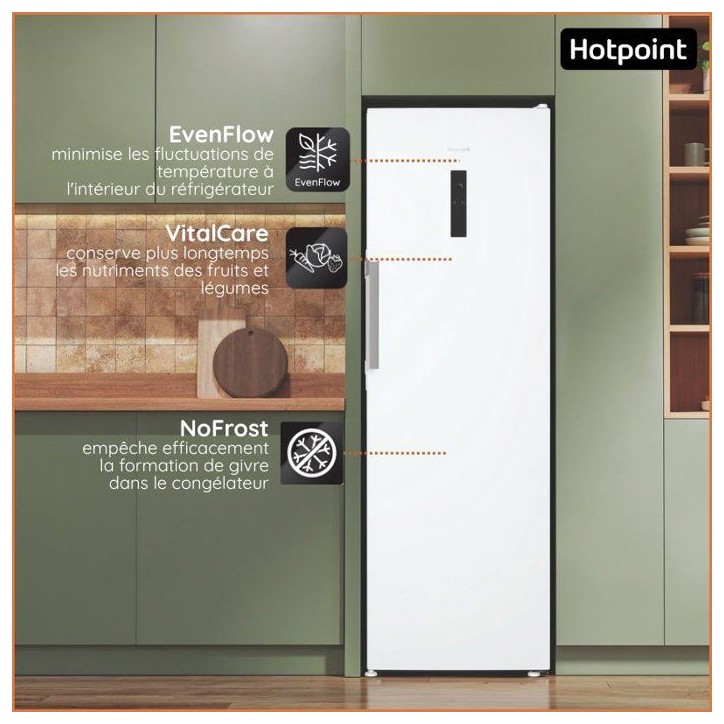 Réfrigérateur 1 porte - HOTPOINT - VitalCare - 365 L - 187 x 60 x 71 cm - Blanc Réfrigérateur 1 porte - HOTPOINT - VitalCare - 365 L - 187 x 60 x 71 cm - Blanc