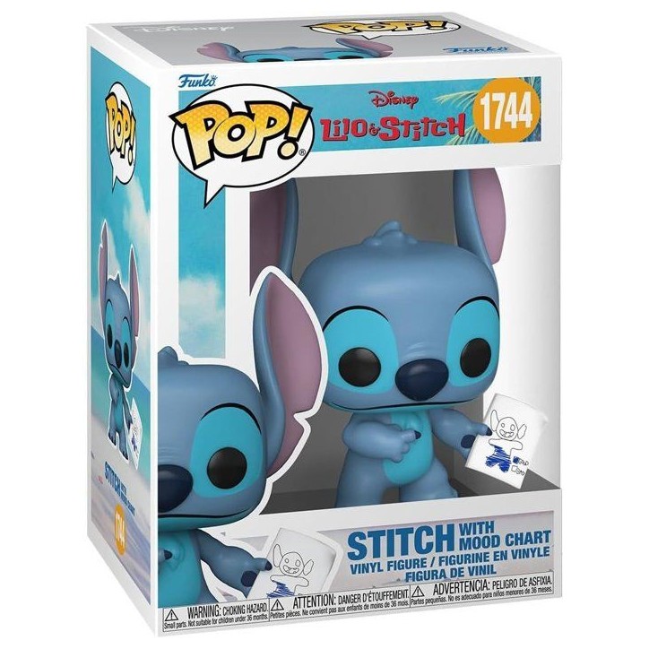 Figurine Funko Pop! Disney Lilo & Stitch - Stitch avec illustration de son humeur - 1744 (Chase Édition)