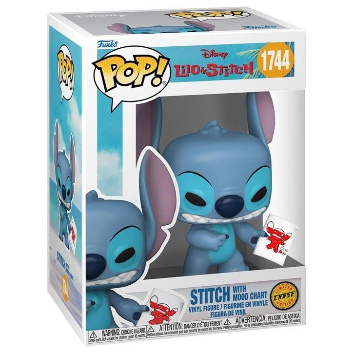Figurine Funko Pop! Disney Lilo & Stitch - Stitch avec illustration de son humeur - 1744 (Chase Édition)