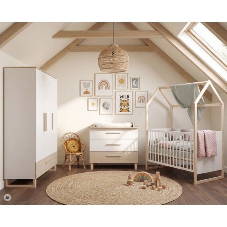 Chambre bébé complete - ROBA - Noah - Lit cododo 70x140 + Commode a