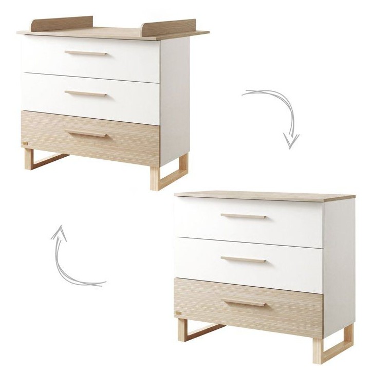 Chambre bébé duo - ROBA - Noah - Lit cododo 70x140 + Commode a langer évolutive - Blanc/Chene Chambre bébé duo - ROBA - Noah - Lit cododo 70x140 + Commode a langer évolutive - Blanc/Chene