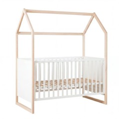 Lit bébé cododo évolutif 70 x 140 cm - ROBA - Noah - Blanc / Chene