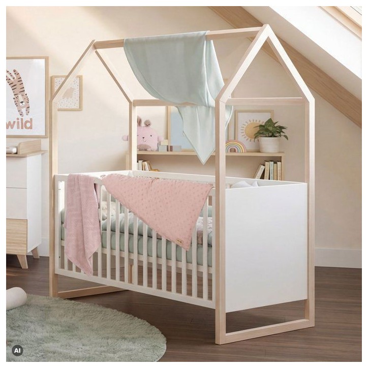 Lit bébé cododo évolutif 70 x 140 cm - ROBA - Noah - Blanc / Chene Lit bébé cododo évolutif 70 x 140 cm - ROBA - Noah - Blanc / Chene