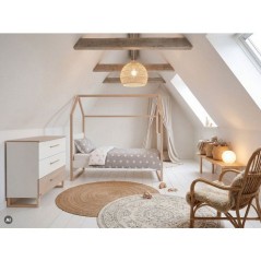 Lit bébé cododo évolutif 70 x 140 cm - ROBA - Noah - Blanc / Chene