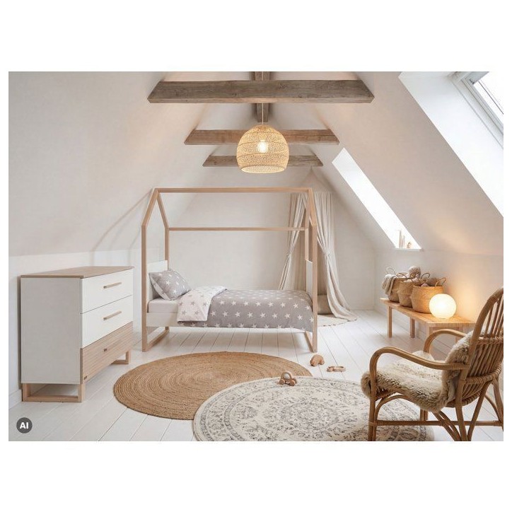 Lit bébé cododo évolutif 70 x 140 cm - ROBA - Noah - Blanc / Chene Lit bébé cododo évolutif 70 x 140 cm - ROBA - Noah - Blanc / Chene