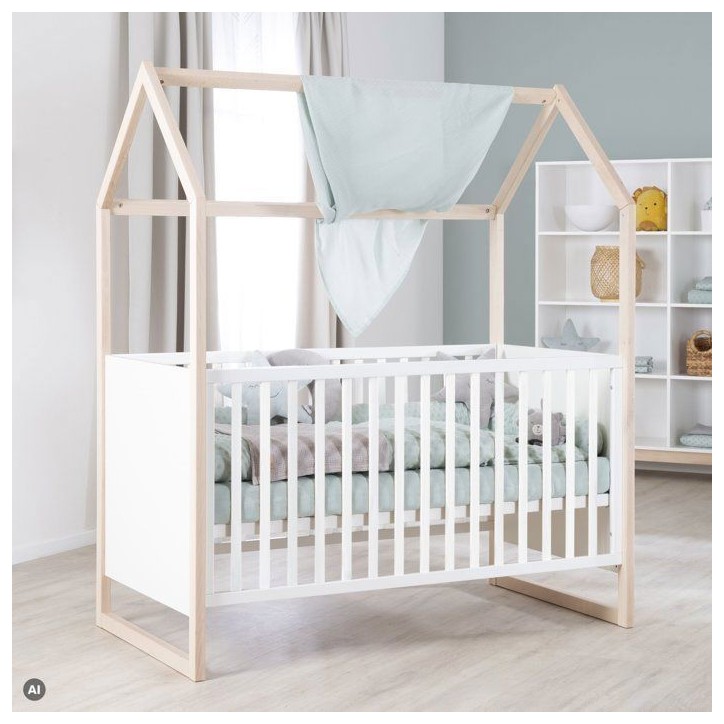 Lit bébé cododo évolutif 70 x 140 cm - ROBA - Noah - Blanc / Chene Lit bébé cododo évolutif 70 x 140 cm - ROBA - Noah - Blanc / Chene