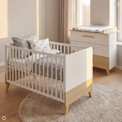 Chambre bébé duo - ROBA - Theo - Lit évolutif 70x140 + Commode a la