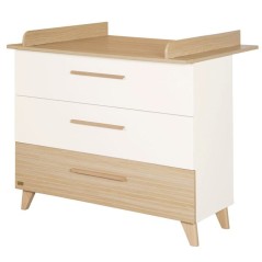 Commode a langer - ROBA - Theo - 3 tiroirs - Plan amovible - Blanc / C