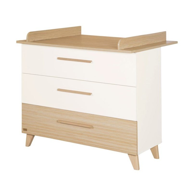 Commode a langer - ROBA - Theo - 3 tiroirs - Plan amovible - Blanc / C