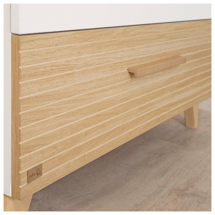 Commode a langer - ROBA - Theo - 3 tiroirs - Plan amovible - Blanc / Chene
