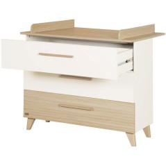 Commode a langer - ROBA - Theo - 3 tiroirs - Plan amovible - Blanc / C