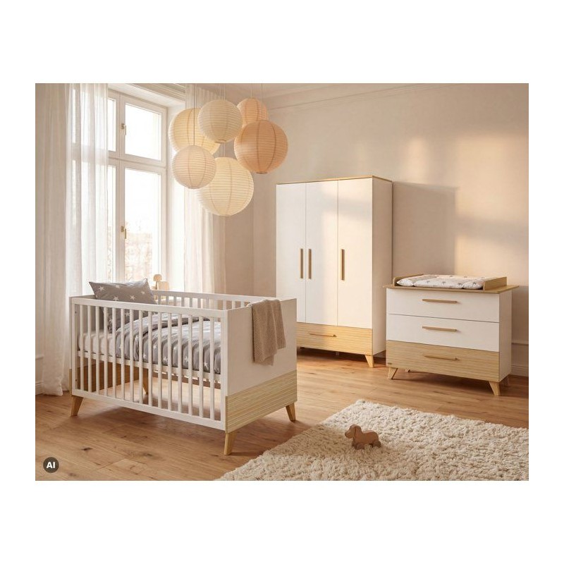 Chambre bébé complete - ROBA - Theo - Lit évolutif 70x140 + Commode