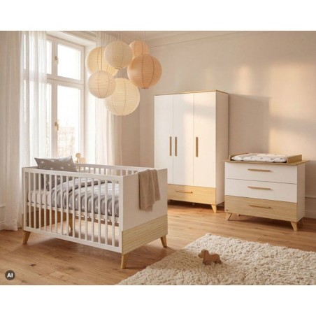 Chambre bébé complete - ROBA - Theo - Lit évolutif 70x140 + Commode