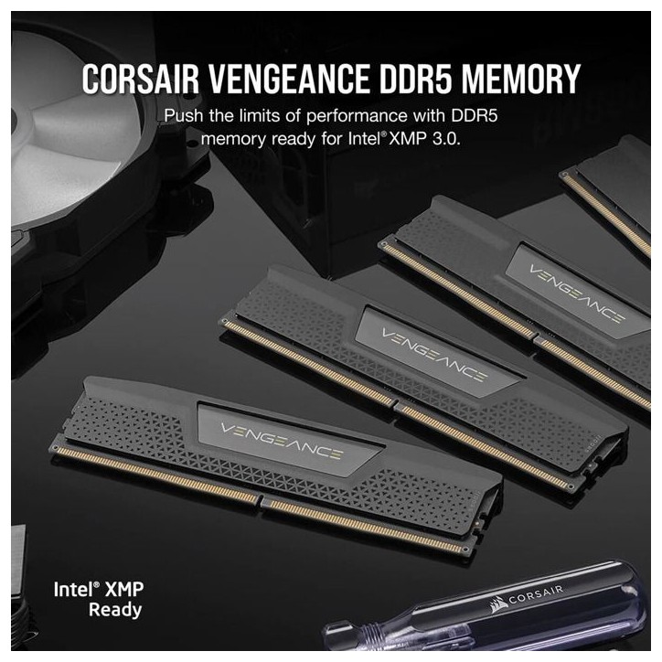 Barrette mémoire - CORSAIR - Vengeance CMK16GX5M2B5600Z40 - 16 Go (2x8 Go) - DDR5 - 5600 MHz - CAS 40 - Gris - XMP - EXPO Barrette mémoire - CORSAIR - Vengeance CMK16GX5M2B5600Z40 - 16 Go (2x8 Go) - DDR5 - 5600 MHz - CAS 40 - Gris - XMP - EXPO