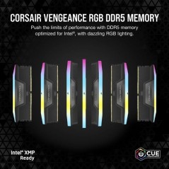 Barrette mémoire - CORSAIR - Vengeance RGB CMH16GX5M2B5200Z40 - 16 Go (2x8 Go) - DDR5 - 5200 MHz - CAS 40 - Gris - RGB - EXPO