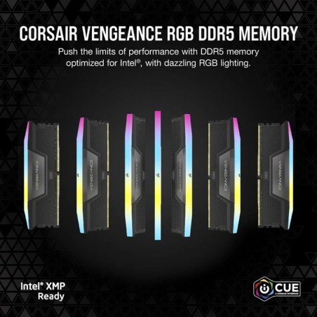 Barrette mémoire - CORSAIR - Vengeance RGB CMH16GX5M2B5200Z40 - 16 Go (2x8 Go) - DDR5 - 5200 MHz - CAS 40 - Gris - RGB - EXPO
