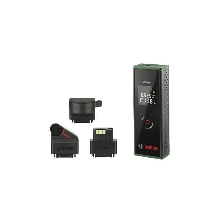 Bosch Télémetre Zamo avec 3 adaptateurs (distance de mesure jusqu'a 25m) Bosch Télémetre Zamo avec 3 adaptateurs (distance de mesure jusqu'a 25m)